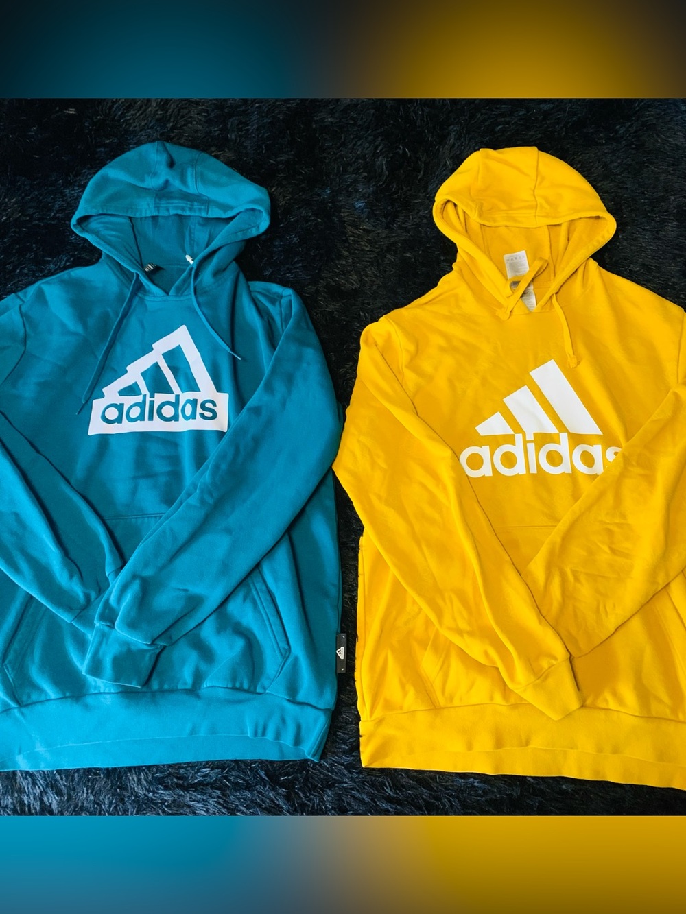Two Adidas Hoodies Never Worn - Teal & Yellow Men’s Large